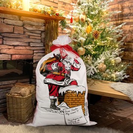 eBuyGB Giant Plastic Father Christmas Santa Sack, Large Stocking Bag for Presents and Gifts, 75 x 50 cm, Pack of 12