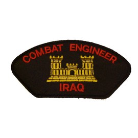 COMBAT ENGINEER IRAQ with CASTLE PATCH - Red and Gold on Black Background - Veteran Owned Business