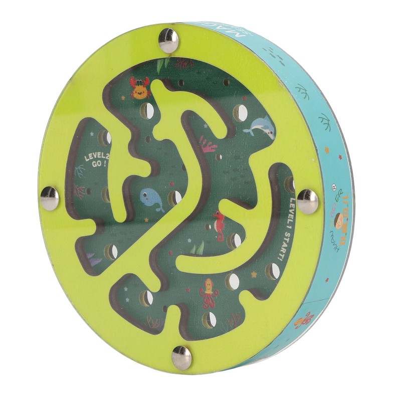 Balance Maze Game Double Sided Educational Round Portable Wooden Ball