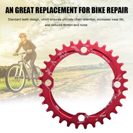 Round Oval Chainring 32/34/36/38T BCD Bicycle Sprocket, Narrow Wide Single Chain Ring Bike Mountain Steel Crank Repair Parts Tooth Aluminum Lightweight for Road Bikes BMX MTB Speed(32T-Red)