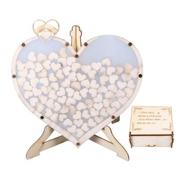 Wooden Wedding Frame Guest Book Drop Box with Stand 80 Wooden Hearts Wedding Signs Guest Book for Wedding Reception Ceremony