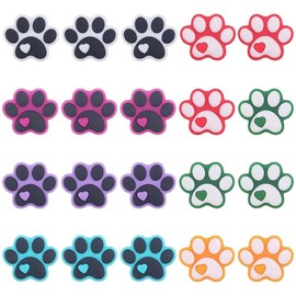 20Pcs Dog Paw Beads Mix Color Paw Shaped Beads Focal Beads for Pens Knitting Needle Stoppers Loose Spacer Beads for Keychain Making Jewelry DIY Knitting Needle Point Protectors