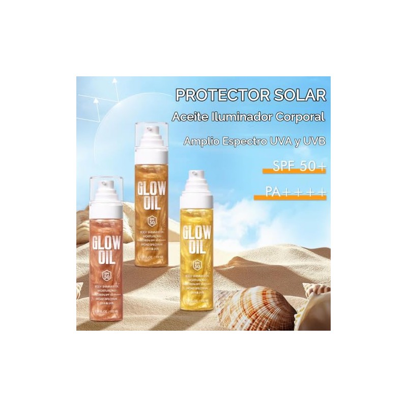 Aceite Corporal Iluminador, Protección Solar De Amplio Espectro Spf 50,