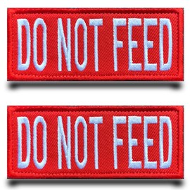 2 Pcs Red Funny Do Not Feed Patch Emblem Embroidered Fastener Hook & Loop Applique Tactical Military Patches for Backpacks,Jacket,Vest,Clothes,Jeans,Caps,Bags,Hats