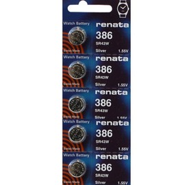 Renata Watch Battery Swiss Made Renata 386 or SR43SW Or AG12 1.5V (2 Batteries, 386 or SR 43 SW)