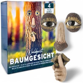 MIJOMA Tree Face Forest Spirit 4 Piece Weatherproof Polyresin Outdoor Garden & Tree Face Set for Mystical Garden Design