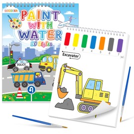 SOCOLER Paint with Water Coloring Books for Toddlers, Traffic Theme Mess Free Watercolor Painting Papers for Kids Water Color Paint Kit Art Craft Birthday Gift for Ages 1-3, 4-8
