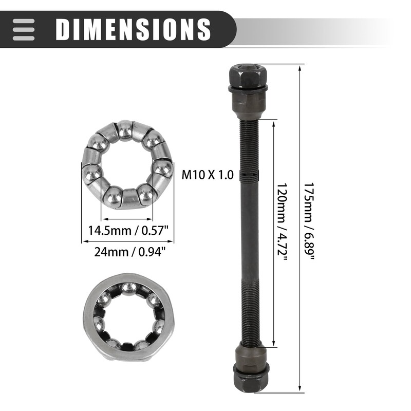 Motoforti Universal Bike Rear Solid Axle with Ball Bearings, Bicycle