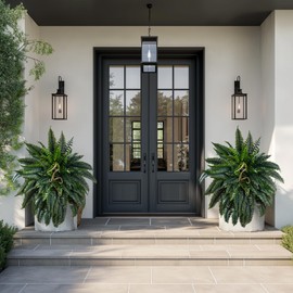 Bailikang Artificial Boston Fern Plants 2 Pack 88 Leaves 45' Large Artificial Ferns Realistic Fake Hanging Ferns Faux Greenery for Indoor Outdoor Decor Home Office Porch