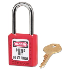 Master Lock Government Safety Lockout Padlock, Zenex, 1 1/2 inch, Red, 1 Key, 6/Box