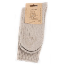 Womens Fine Cashmere and Merino Wool Super Soft and Warm Winter Fluffy Mid-Calf Socks (Grey)