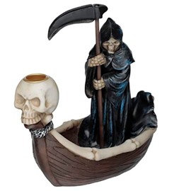 Puckator The Reaper Ferryman of Death Backflow Incense Burner - Home Zen Meditation Decor Accessories - Incense Waterfall Cone Burner - Spiritual Feng Shui Gothic Goth Relaxation Gifts Gift Ornaments