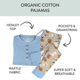 HonestBaby Family Matching Movie Pajamas Organic Cotton for Men, Women, Kids, Toddlers, Baby Boys, Girls, Unisex Pets, Milk N Cookies