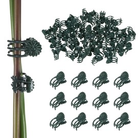 M METERXITY 50-Pack Orchid Clips, Plastic Garden Plant Clips, Small Daisy Orchid Clips, Garden Plant Support Clip for Supporting Stems/Vines/Stalk Grow Upright [Dark Green]