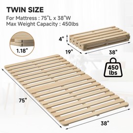 DoCred Solid Pine Wood Foldable Slatted Bed,Moisture-Proof Tatami Bed Frame, Beds Plate for Japanese Floor Futon Mattress, Guest Tatami Mat Floor Sleep Bedding