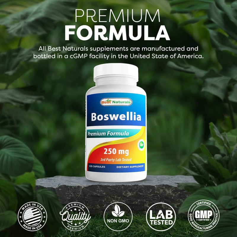 Best Naturals Boswellia 250 mg 120 Capsules - Standardized to