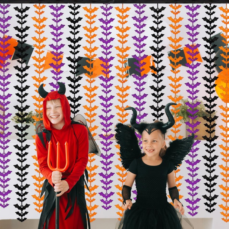 2 Pack Bat Halloween Foil Fringe Curtains Party Decoration, 3.3