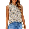 SimpleFun Sleeveless Tank Tops for Women High Neck Chiffon Floral