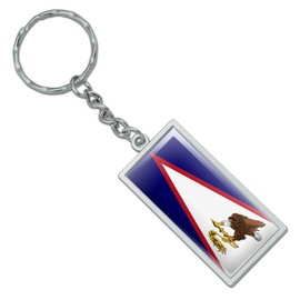 GRAPHICS & MORE Rectangle American Samoa US Territory Flag Keychain in Chrome Plated Metal