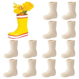 Fun Express Ceramics to Paint - DIY Ceramic Boot Vase Planter Kit Set of 12 | Ready-to-Paint Pottery for Kids Arts & Crafts | Great for Mother's Day, 4th of July, Spring and Summer Craft