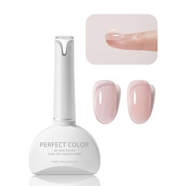 PERFECT COLOR Builder Gel For Nails, 15ml Milky Pink Nude Gel Polish Clear Rubber Base For Nail Thickening Strengthener Extension UV/LED Lamp Cured Color Gel in A Bottle