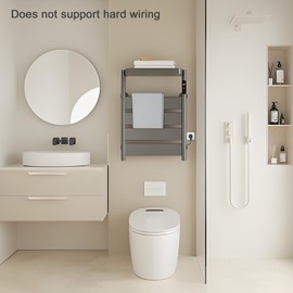 Towel Warmer Rack, Heated Towel Rack for Bathroom, Wall-Mounted Plug (Not Hardwired), Aluminum Alloy/4 Large Area Heating rods, with Timer and Temperature Adjustment, Overheat Protection Function Gray