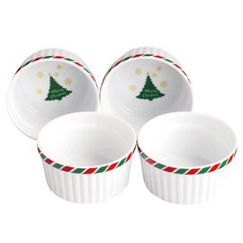 Cinf White Porcelain 4 oz. Ramekins Pudding Bowls Dishes Cup for Baking- Set of 6,Oven,Microwave,Freezer and Dishwasher Safe