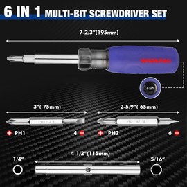 WORKPRO Multi Screwdriver Set 2 Pieces, 6-in-1 Convertible Screwdriver and 4-in-1 Precision Screwdriver with Cross/Slotted Interchangeable Multibits for DIY, Precision Mechanics, DIY