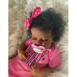 Layue Full Body Silicone Reborn Baby Girls 20 Inch Lifelike Realistic African American Reborn Baby Girl Dolls Newborn Baby Dolls for Kids