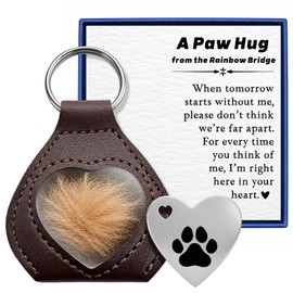 Japrex Pet Fur Keepsake for Dog Cat Loss, Pocket Hug Rainbow Bridge Memorial Keychain to Hold Pet Hair Close to Your Heart, Pet Sympathy Gift for Grieving Dog Mom Cat Mom Pet Owner