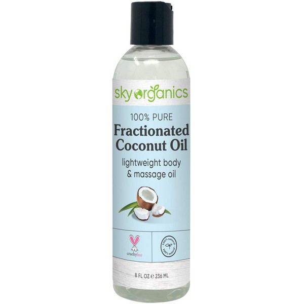 Fractionated Coconut Oil by Sky Organics (8 oz) Natural Fractionated