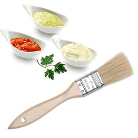 Pastry Brush with Natural Boar Bristle - Basting Oil Brush with Hardwood Handles Great for Kitchen Oil Marinade Grill BBQ Sauce Baster Cooking Baking Brush for Spreading Butter (10, 1 1/2 Inch)