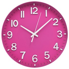 HZDHCLH Wall Clocks Battery Operated 12 inch Silent Non Ticking Modern Wall Clock for Living Room Bedroom Kitchen Office Decor (Rose red)