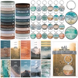 Cunno 25 Set Operation Christmas Christian Gifts Religious Bible Verse Keychains Bible Emergency Numbers Scripture Cards Motivational Christian Wristbands Bracelets for Women Men Church Prayer