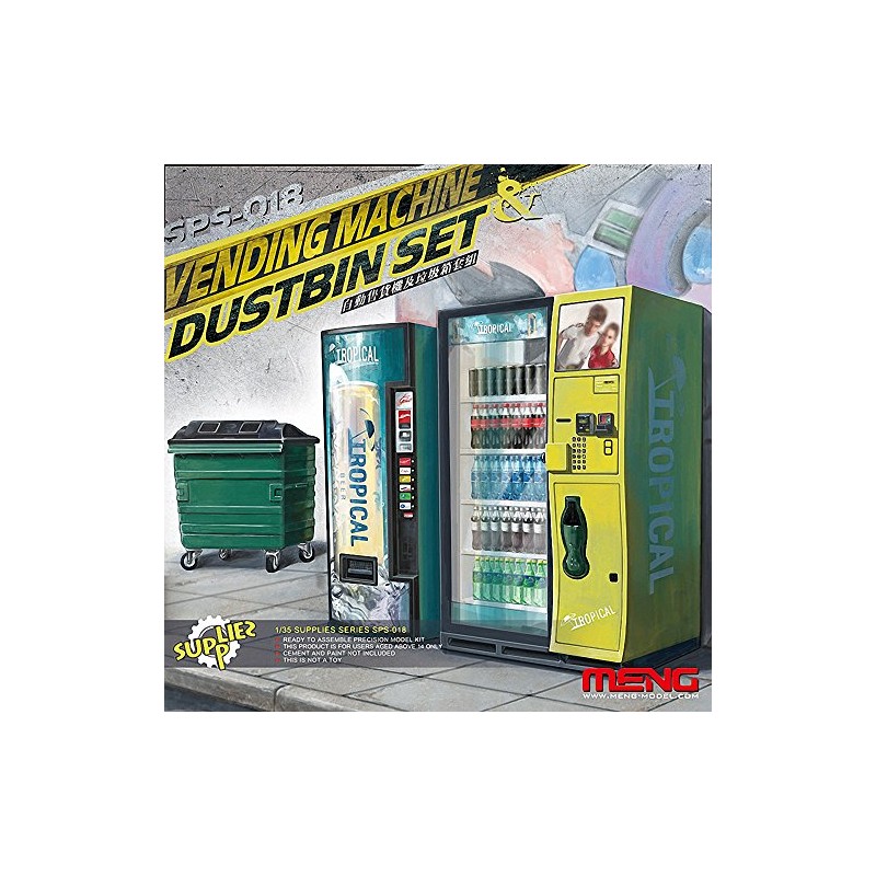 MENG 1:35 Scale Vending Machine and Dumpster Model Set (Multi-Colour)