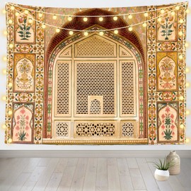 Loccor Indian Palace Tapestry for India Jaipur Palace Fort Wall Islam Building Tapestry Wall Hanging Indian Landmark Wall Art Islamic Bedroom Living Room Dorm Home Decor 80x60 Inches