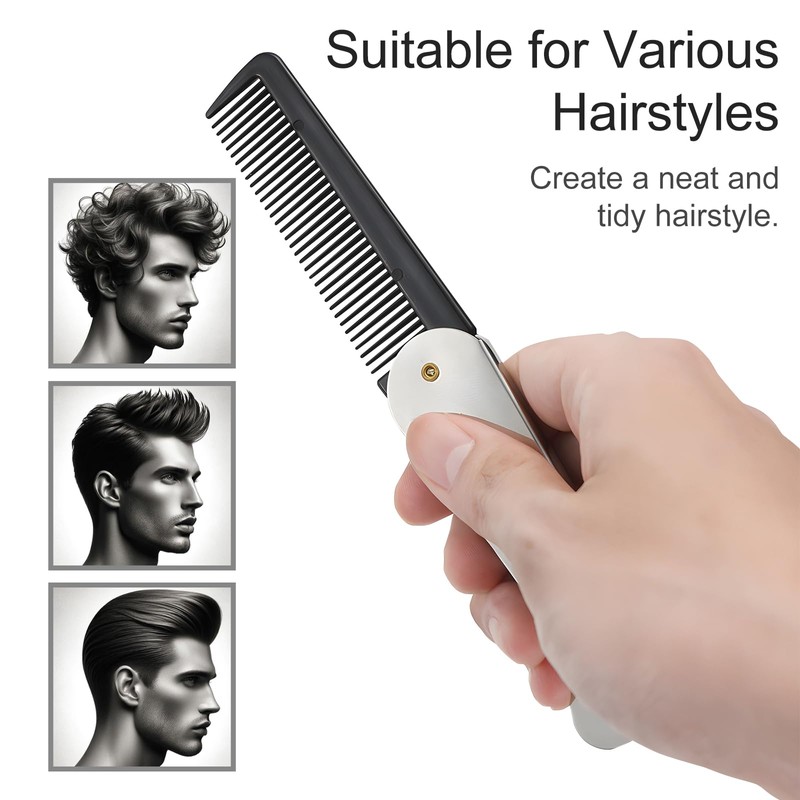 Stainless Steel Folding Comb - Switchblade Pocket Hair and Beard