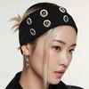 Uchyius Grommet Headband, Y2k Wide Eyelet HeadbandS, Elastic Hairband Grunge