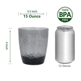 Yanglonghui 26-Ounce Plastic Tumblers (Set of 6), Reusable Plastic Mugs, BPA-Free Acrylic to Drink Mugs, Shatter Resistant, Textured Interior, Dishwasher Safe (Grey, 15 Onuce)