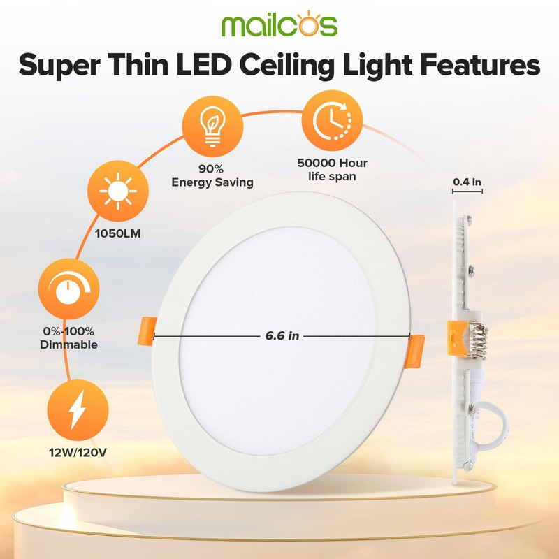 MAILCOS 24 Pack 6 Inch 5CCT Ultra-Thin LED Recessed Ceiling