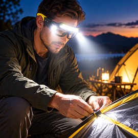 Rechargeable LED Light Glasses for Hands-Free Work – Motion Sensor, 5 Lighting Modes & USB-C Charging for Outdoor Activities