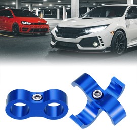 X AUTOHAUX 3pcs Aluminum Alloy AN8 Car Hose Separator Clamp Fuel Line Connector for Oil Fuel Hose Blue