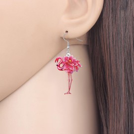 BAMAY Acrylic Cute Flamingo Earrings Dangle Animal Pink Jewelry Flamingos Gifts for Women Wife Mom Charms (Pink)