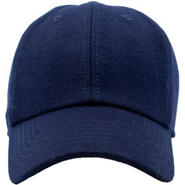 Gorra clásica de béisbol unisex de mezcla de lana de 6 paneles con hebilla de latón ajustable, Azul marino, Talla única