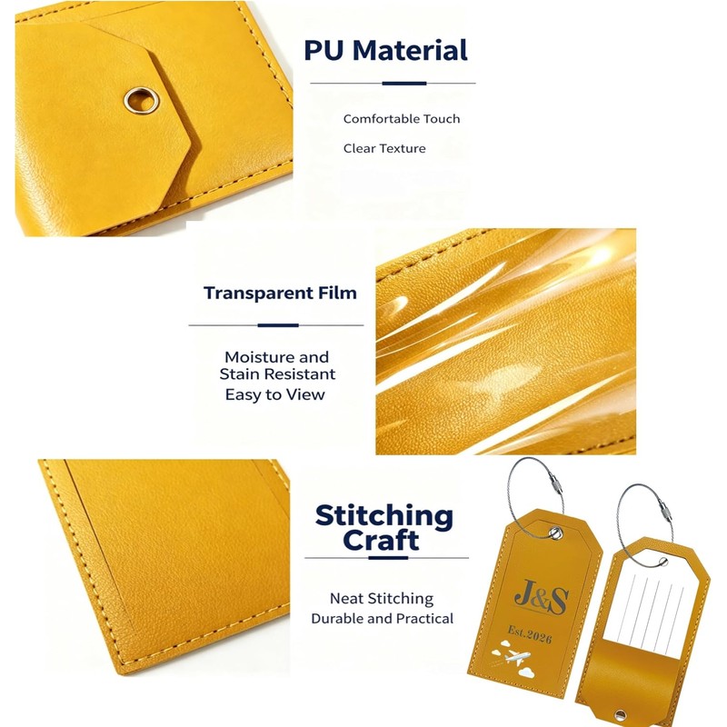 Etiqueta personalizada de piel sintético para equipaje, 4.5" x 2.5"
