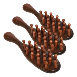 FRCOLOR 3pcs Sandalwood Scalp Comb Sturdy Wooden Hair Care Tool for Scalp Massage Ergonomic Design for Daily Use Portable Travel Accessory
