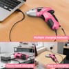 Electric Screwdriver 3.7V Pink USB Small Power Screwdriver Set. Cordless