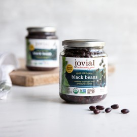 Jovial 100% Organic Black Beans - Black Beans Organic Fresh, No Saturated Fat, Gluten Free, Recyclable Glass, Great Source of Fiber, No Additives or Preservatives, Product of Italy - 13 Oz