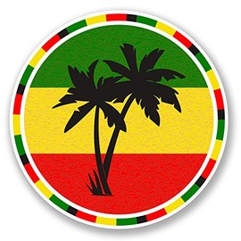2 x 10cm Jamaica Rasta Palm Tree Vinyl Decal Sticker Luggage Travel Beach #5649 (10cm x 10cm)