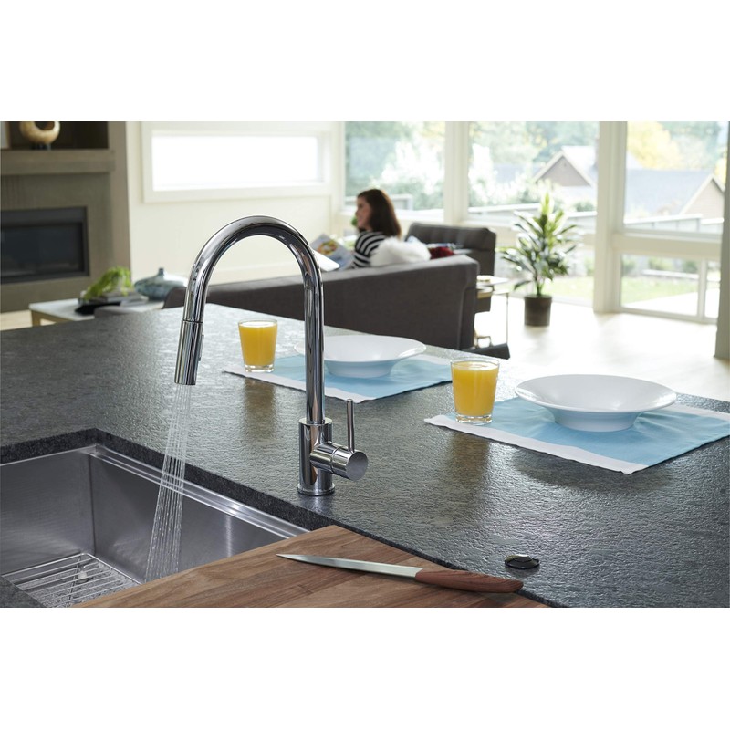 Pacific Bay Bellevue Pull-Down Kitchen Faucet – Single-Handle with in-Line